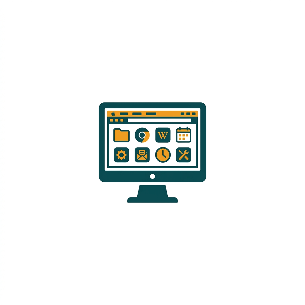a slightly older but still functional desktop computer interface with app icons