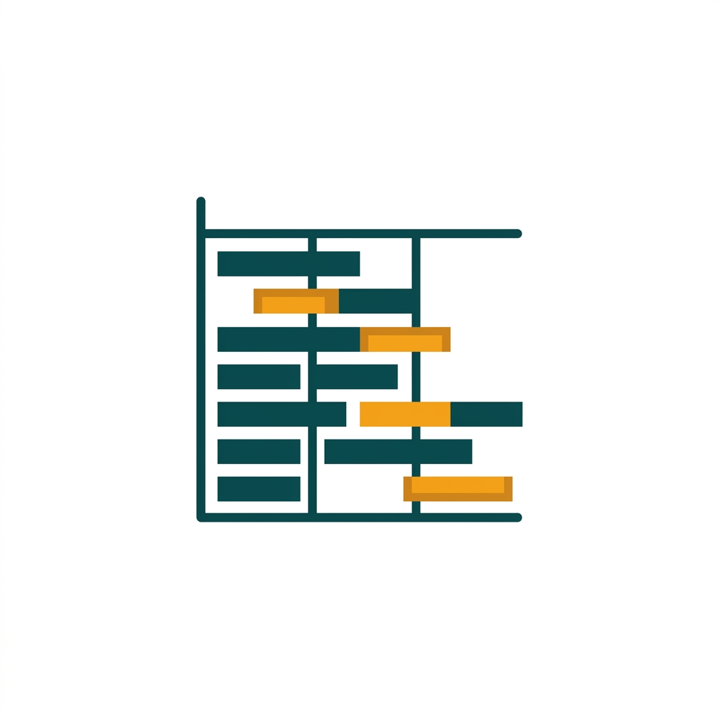 a simplified gantt chart with horizontal bars representing project timelines