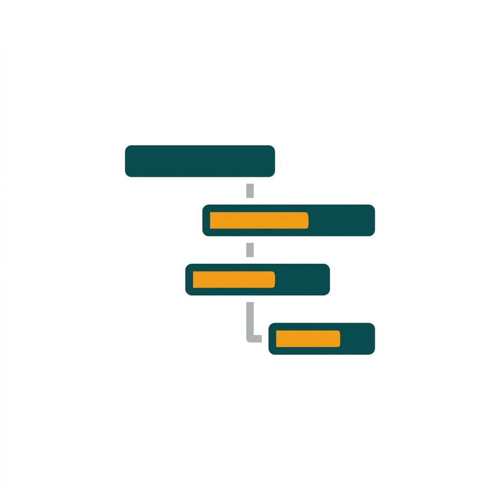 a series of interconnected horizontal bars representing a project schedule over time