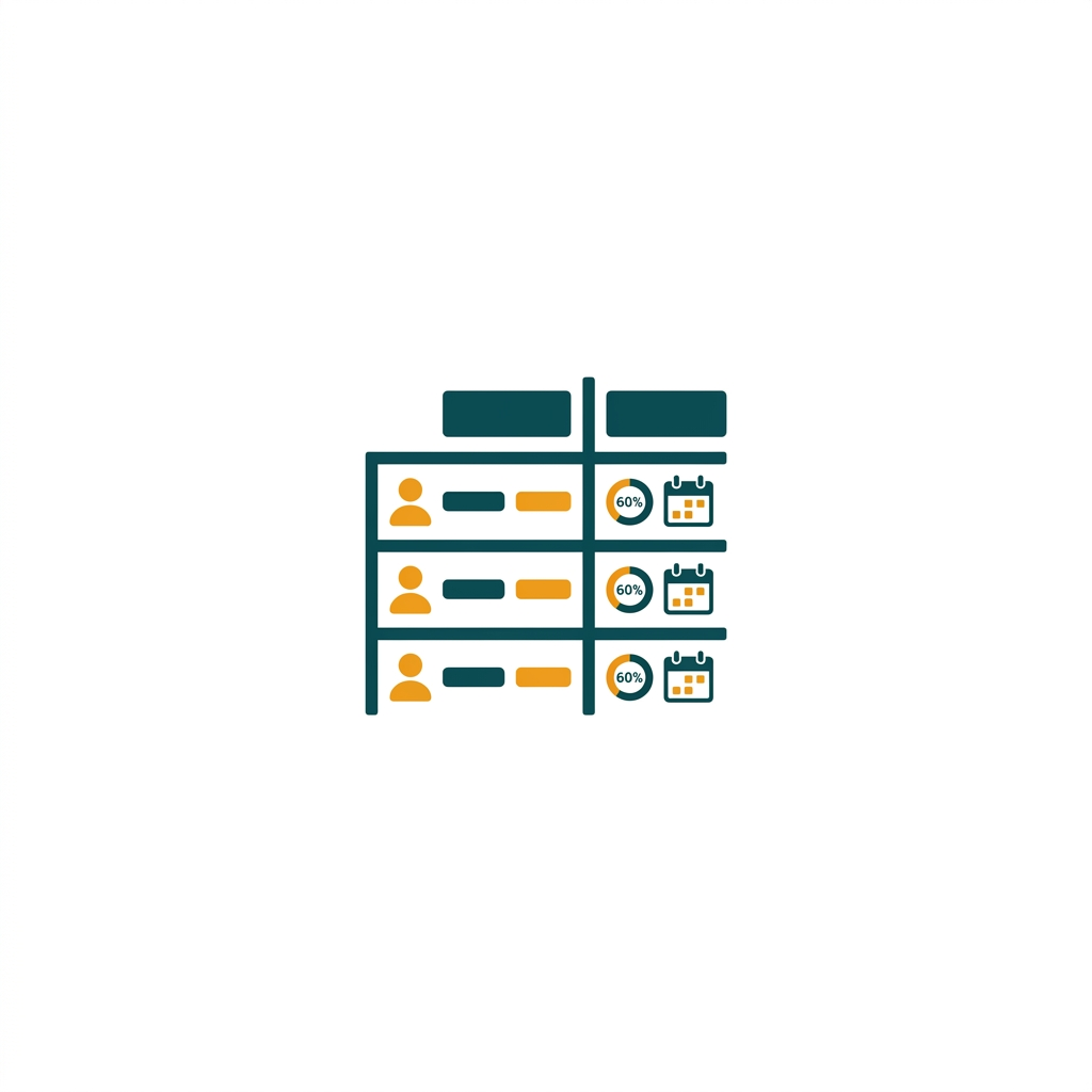 a grid of names and roles with allocation percentages and calendars next to them