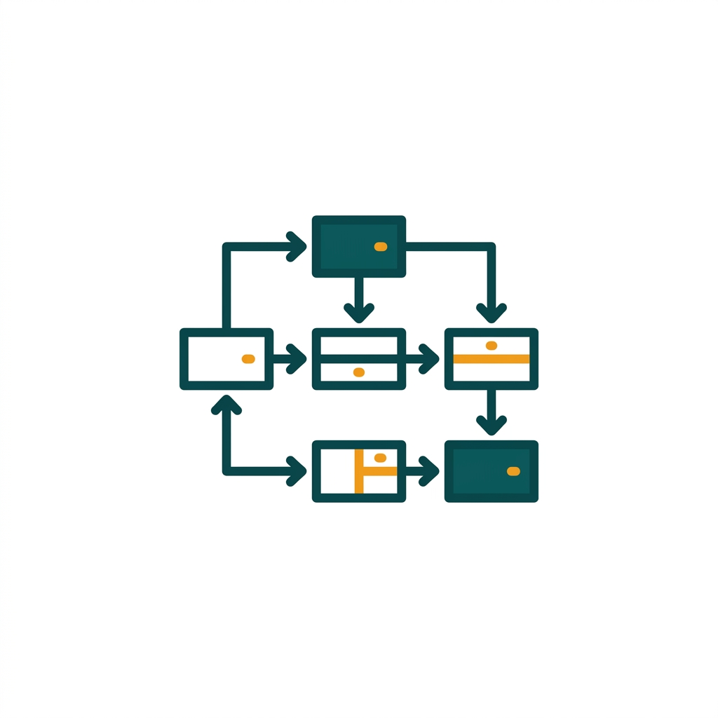 a series of connected rectangular shapes forming a classic business process flowchart