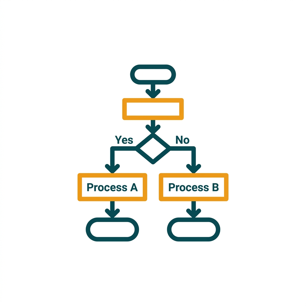 a completed business process flowchart with decision diamonds and process rectangles