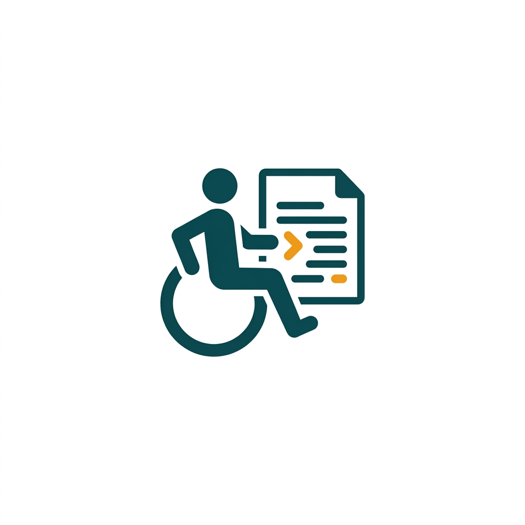an accessibility symbol (stylized human figure) next to a document