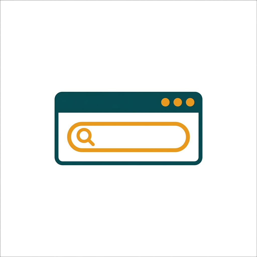 a magnifying glass icon over a simple search bar within a software window's top ribbon