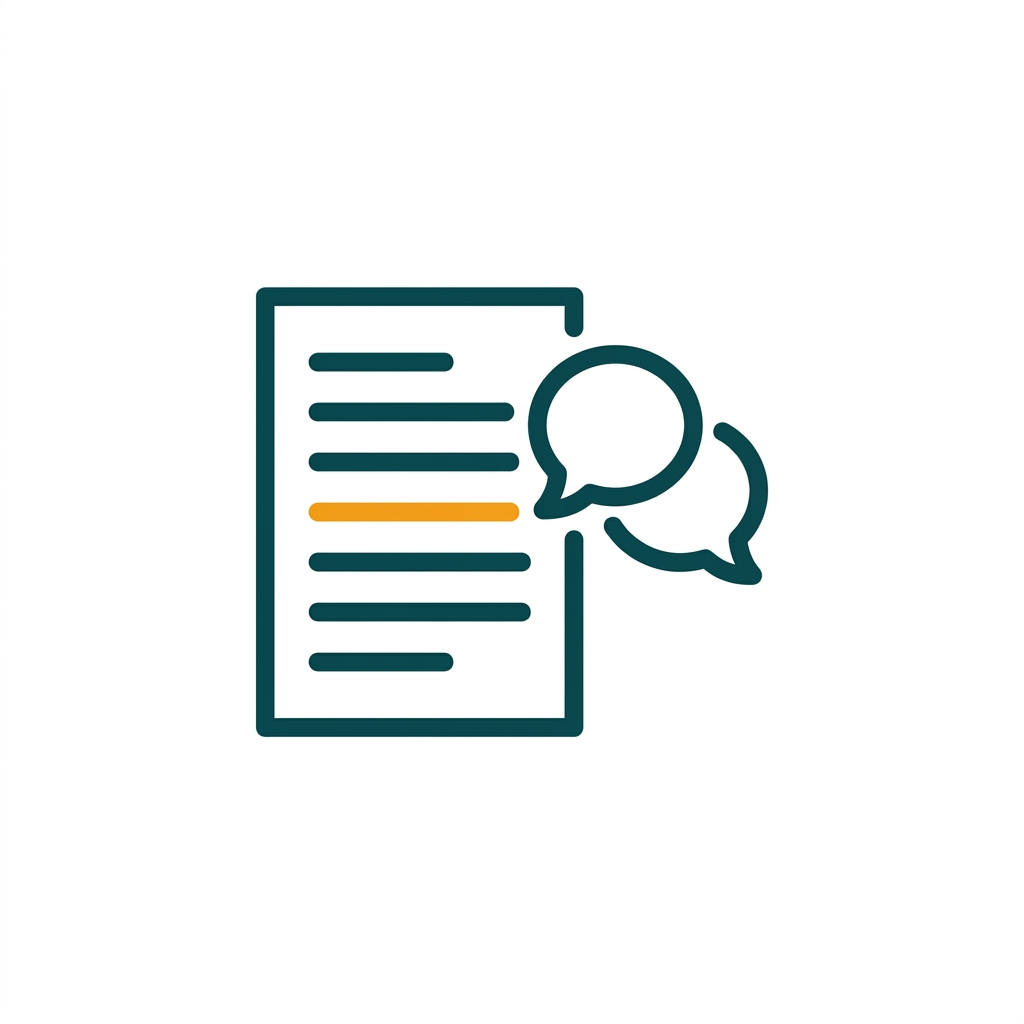 two speech bubble icons next to a highlighted sentence in a document
