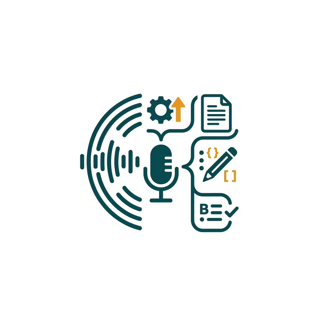 a single voice command icon triggering a multi-step text and formatting process