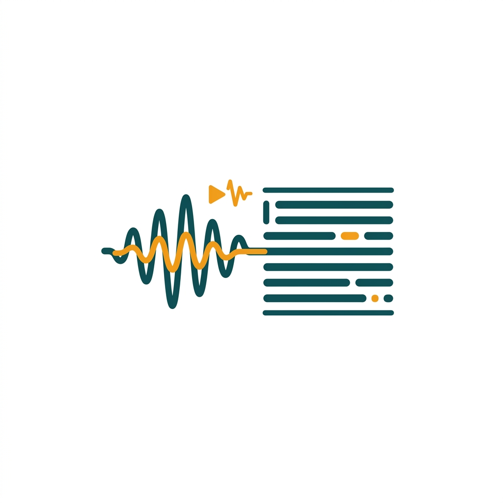 an audio sound wave smoothly transitioning into a perfectly formatted text paragraph
