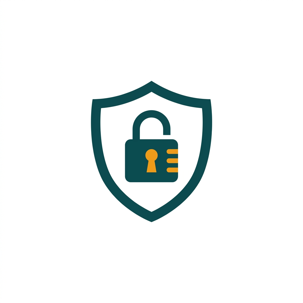 a simple shield icon with a secure digital lock, representing local data processing