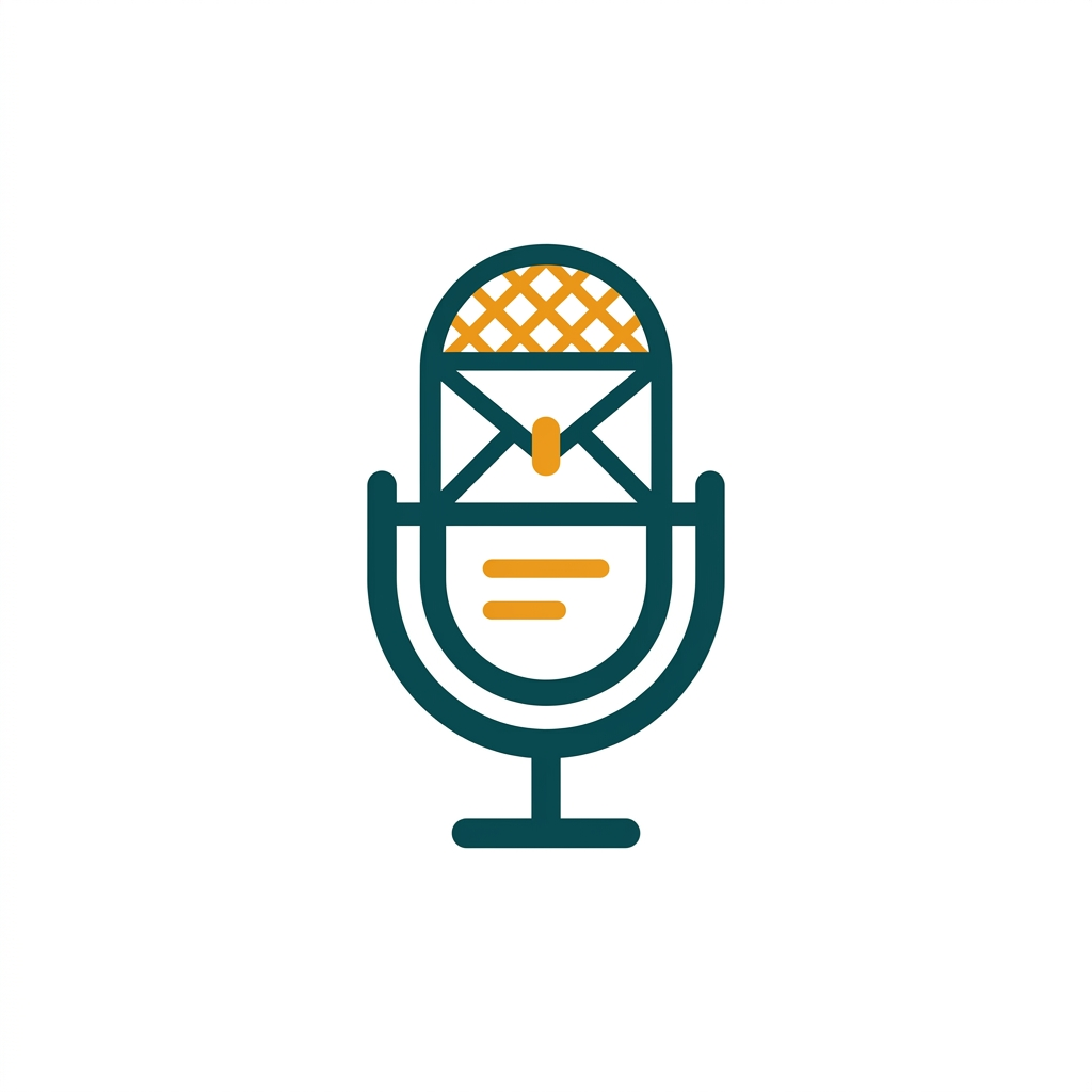 a microphone icon seamlessly integrating with a word processor and email client icon