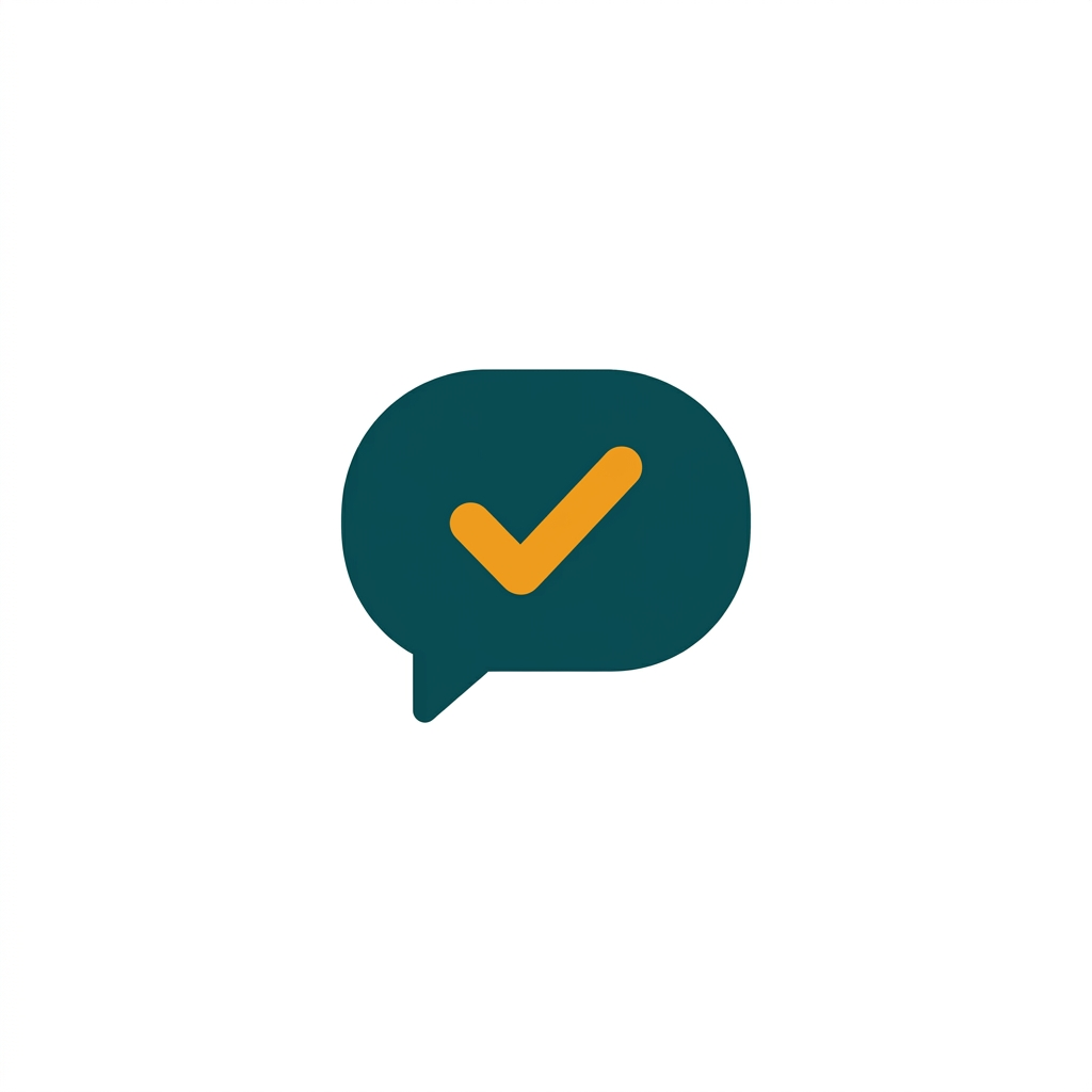 a simple text bubble with a checkmark, indicating correct formatting and commands