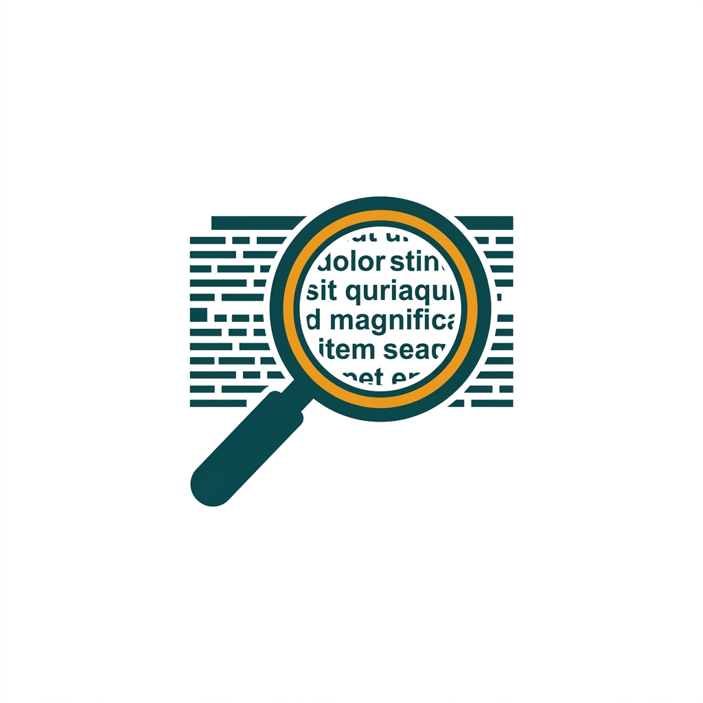a magnifying glass closely examining the letters on a printed page with high precision