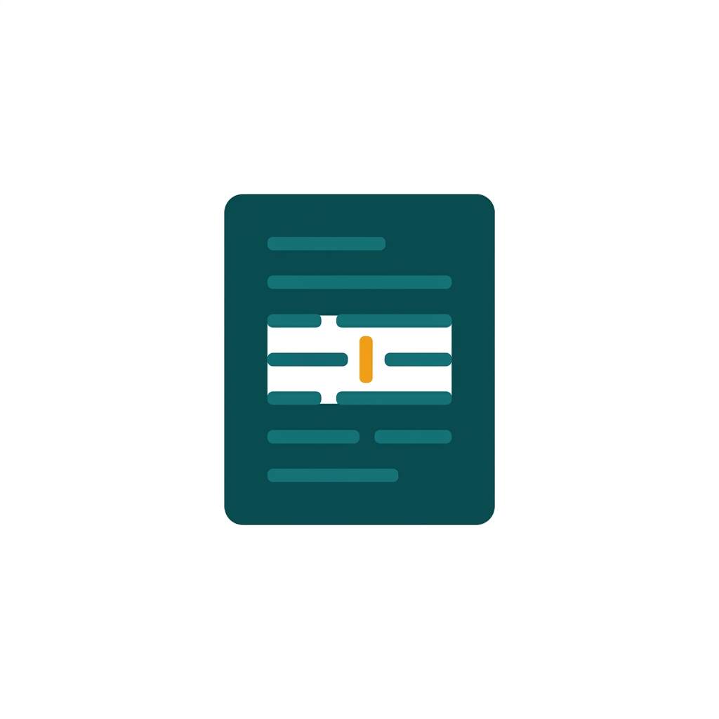 a document page with a blinking cursor directly editing a line of text, simple vector style