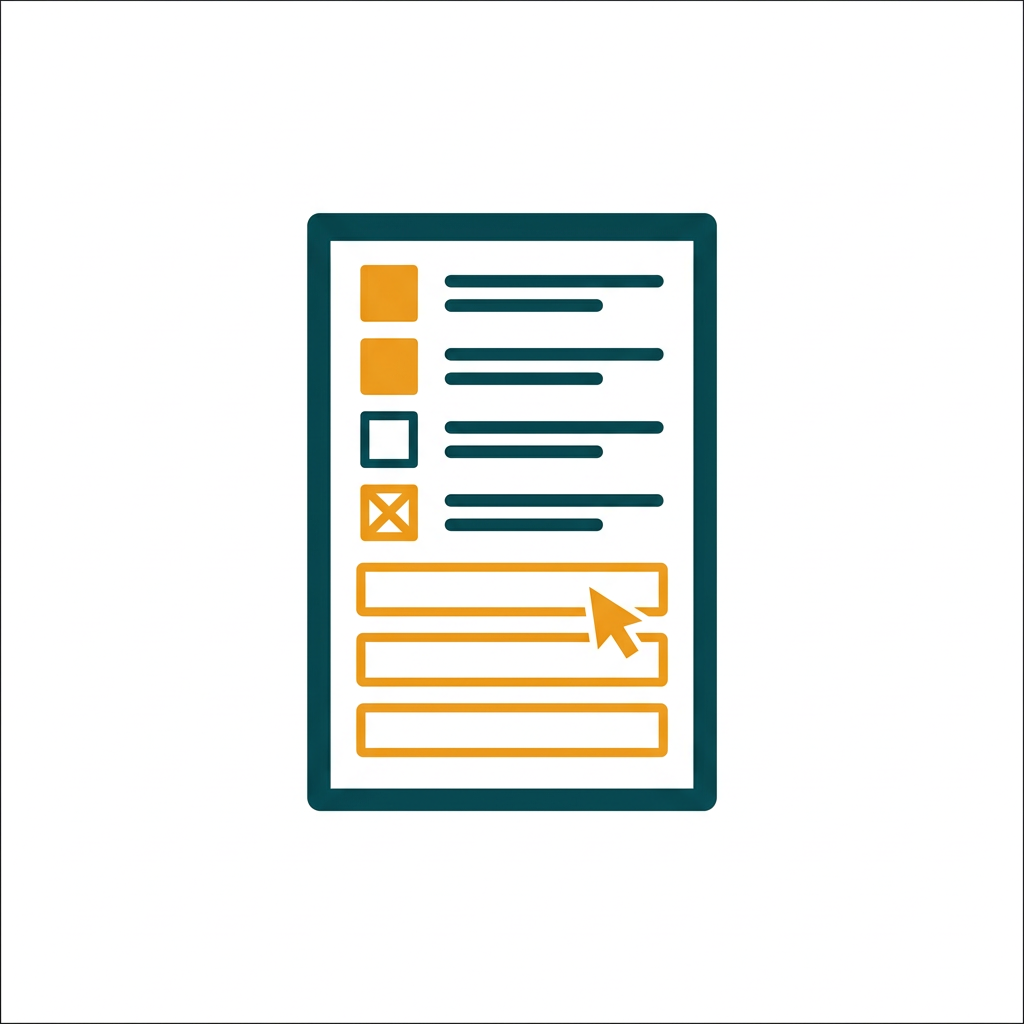 a digital form with interactive checkboxes and empty text fields highlighted