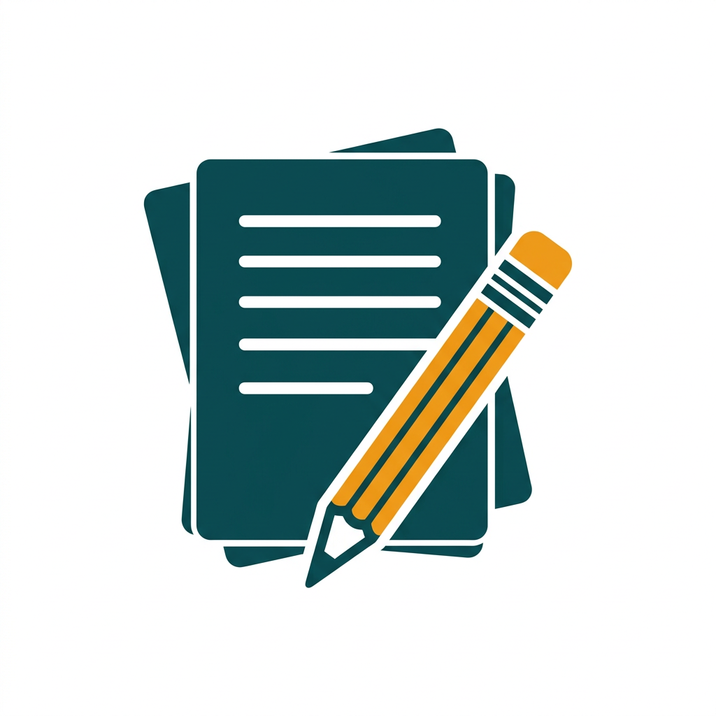 a stack of paper documents with a pencil icon, indicating editing capability
