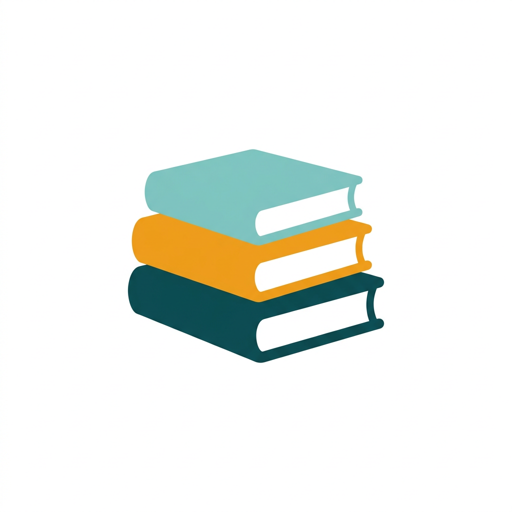 a stack of three books with different colored covers, representing student learning materials