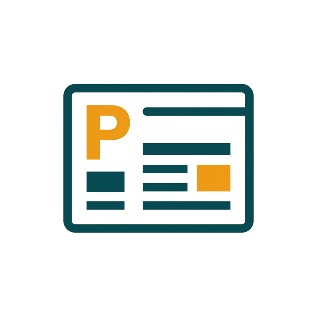 a presentation slide icon with a capital P, for presentation software