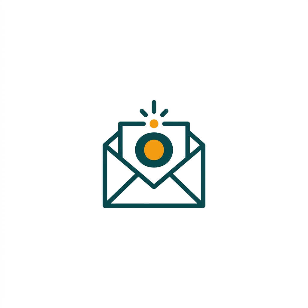 an open envelope icon with a capital O, representing email client software