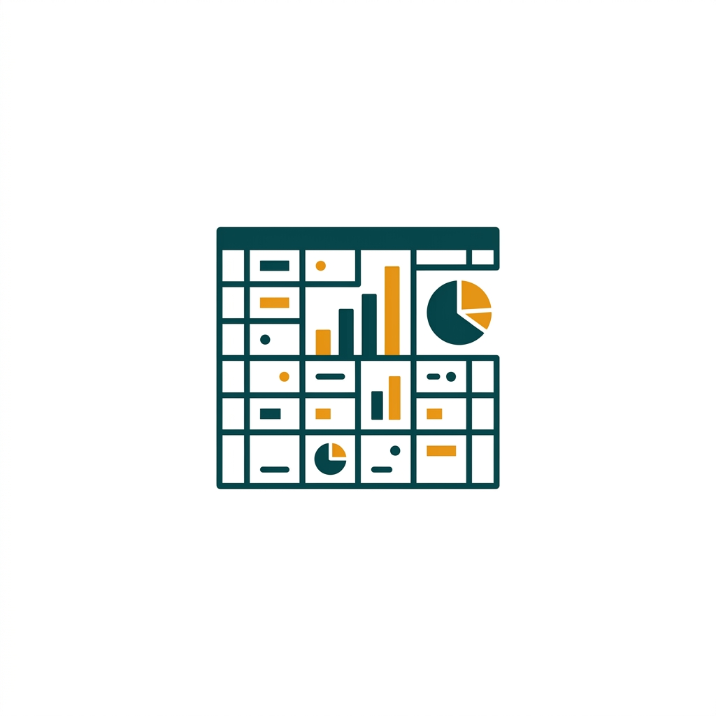 a close-up of a spreadsheet grid with colorful charts and data cells