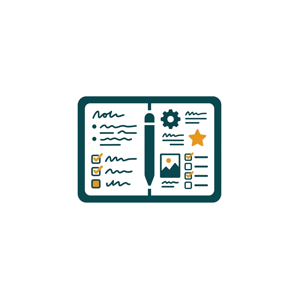 a digital notebook with handwritten notes, images, and to-do lists
