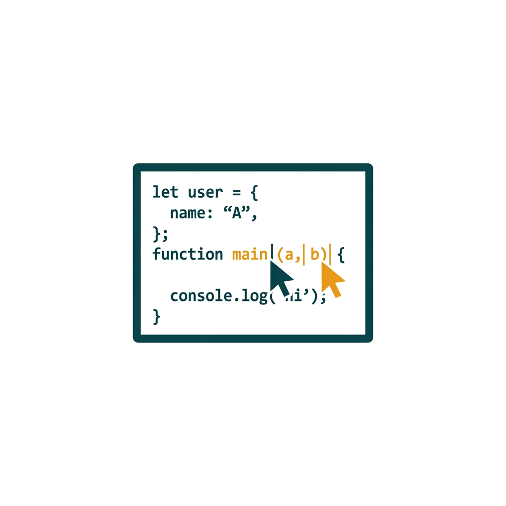 two cursors editing the same line of code simultaneously on a screen