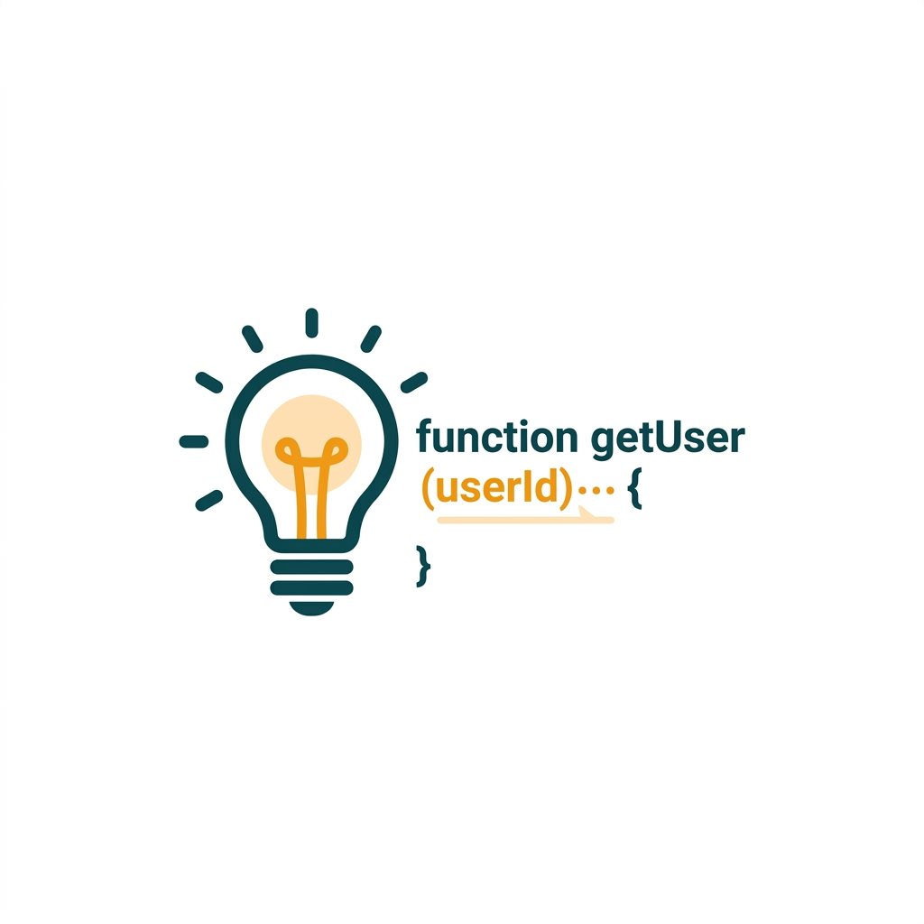 a glowing lightbulb icon next to a line of code suggesting a completion