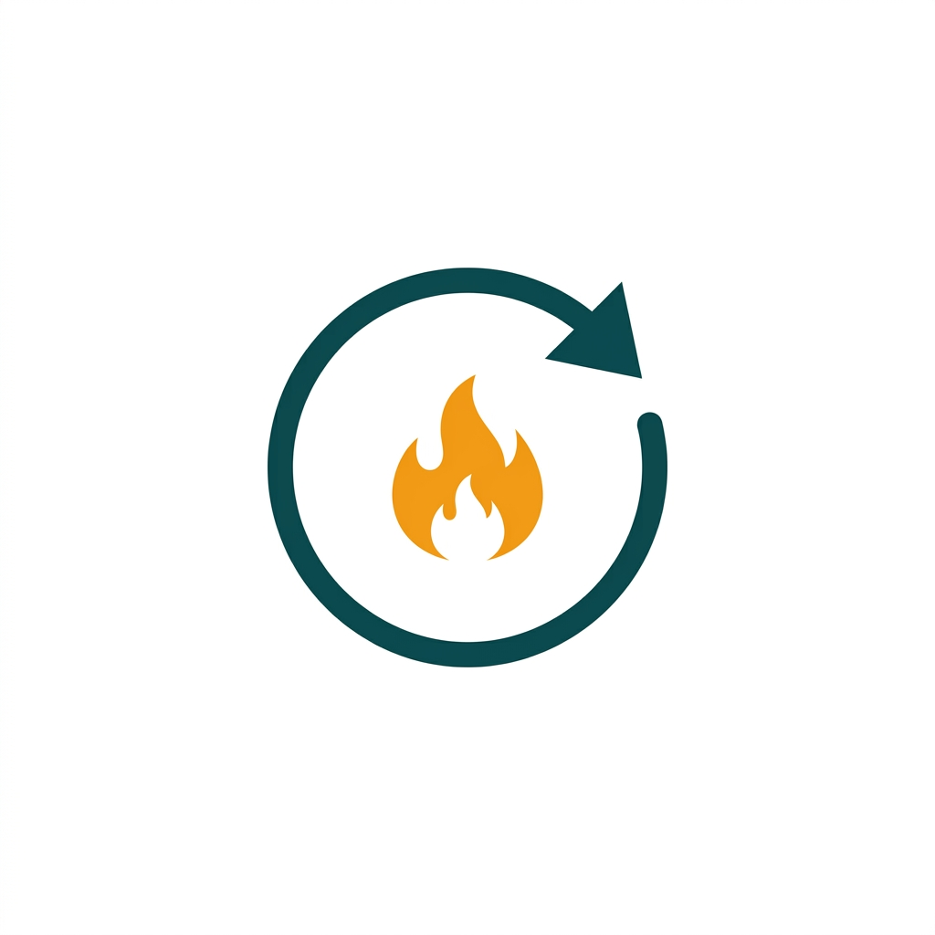 a circular arrow icon with a flame symbol in the center, representing a quick refresh