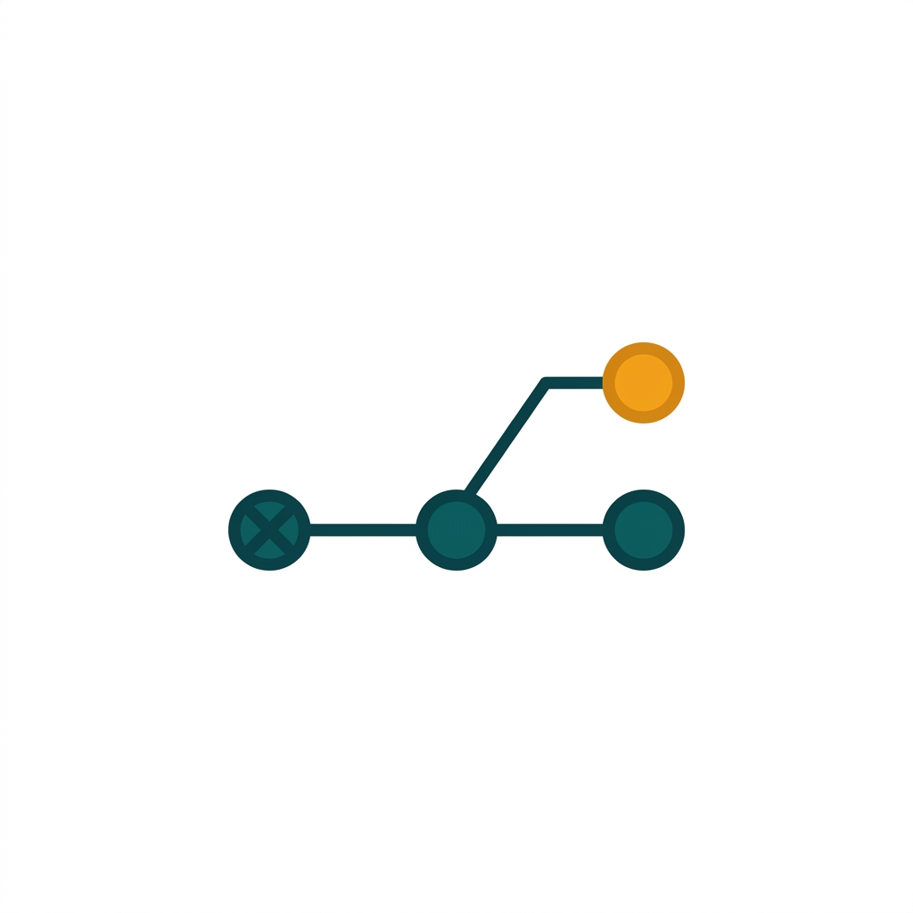 a simple branching diagram with three connected nodes representing a git commit history