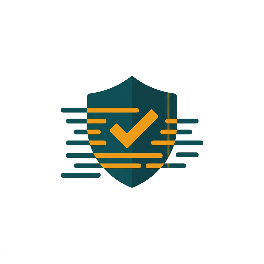 a shield icon with a checkmark continuously scanning lines of highlighted code