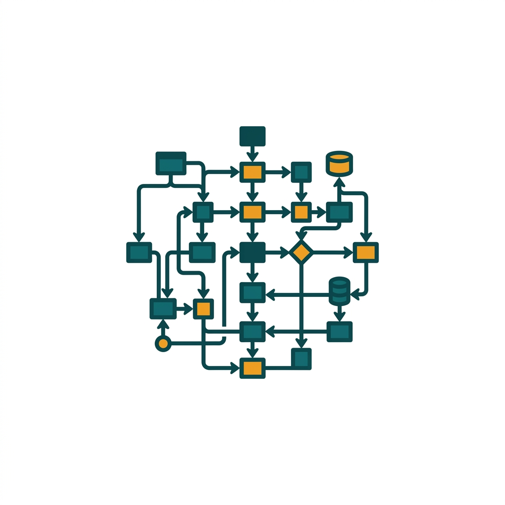 a complex flowchart showing dependencies between software components and modules