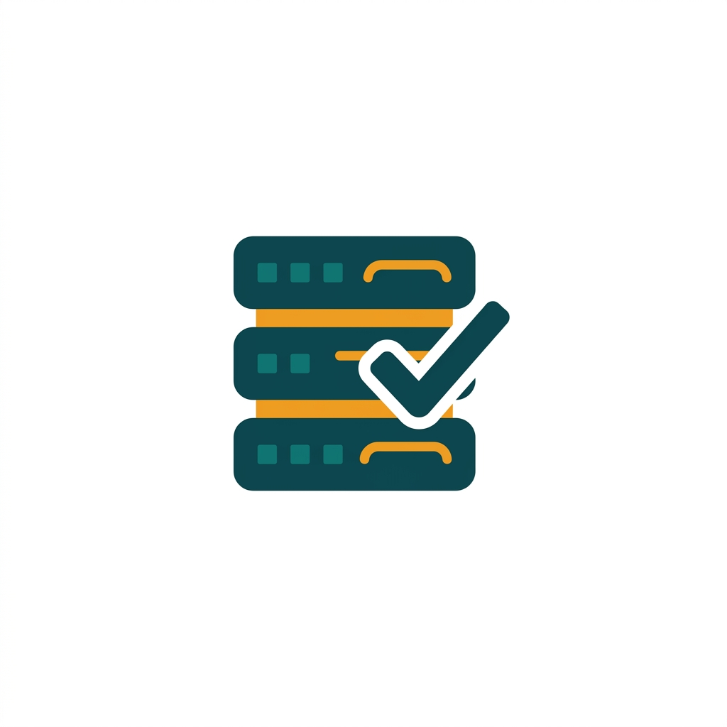 a stacked database server icon with a checkmark