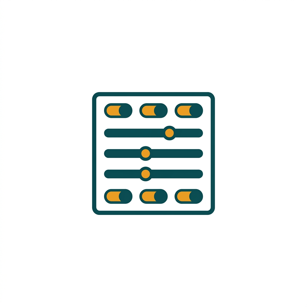 a settings panel with sliders and switches for system policies and user restrictions
