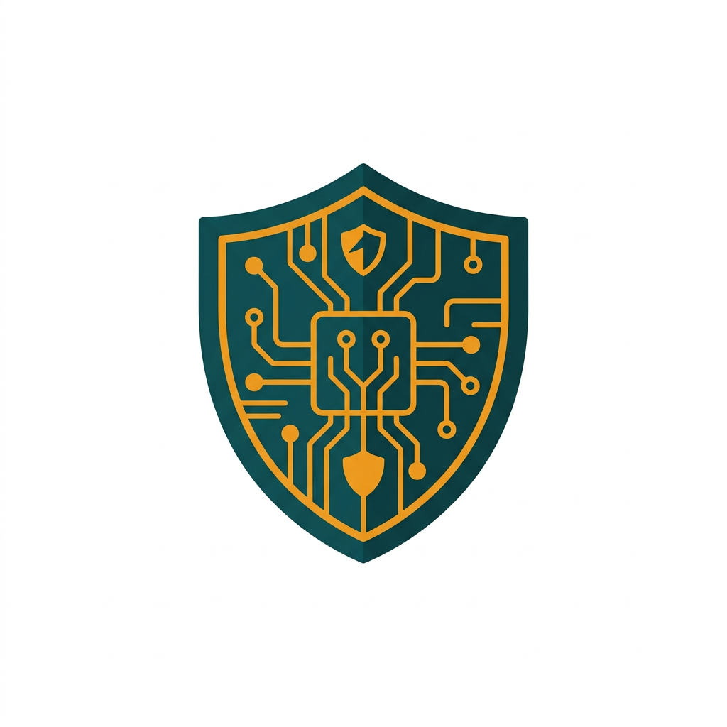 a solid shield icon with circuitry patterns, representing advanced threat protection