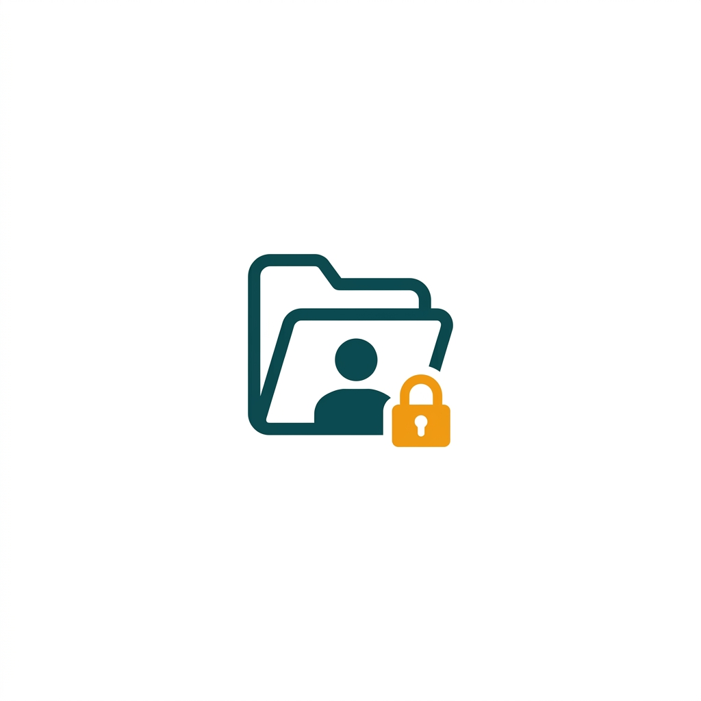a locked folder icon with a user profile symbol, symbolizing access control