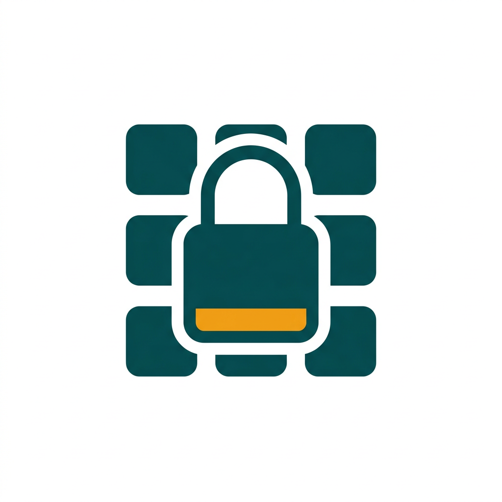 a simple padlock icon over a grid of application icons, representing restricted access
