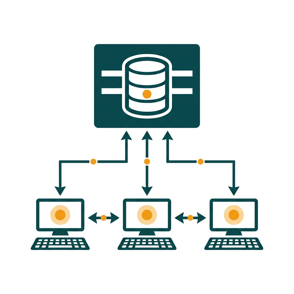 a diagram of a central office server and multiple branch office computers sharing cached data
