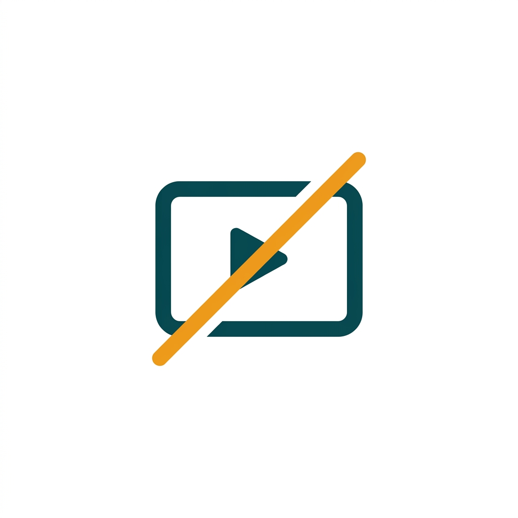 a video player icon with a line through it, signifying absence