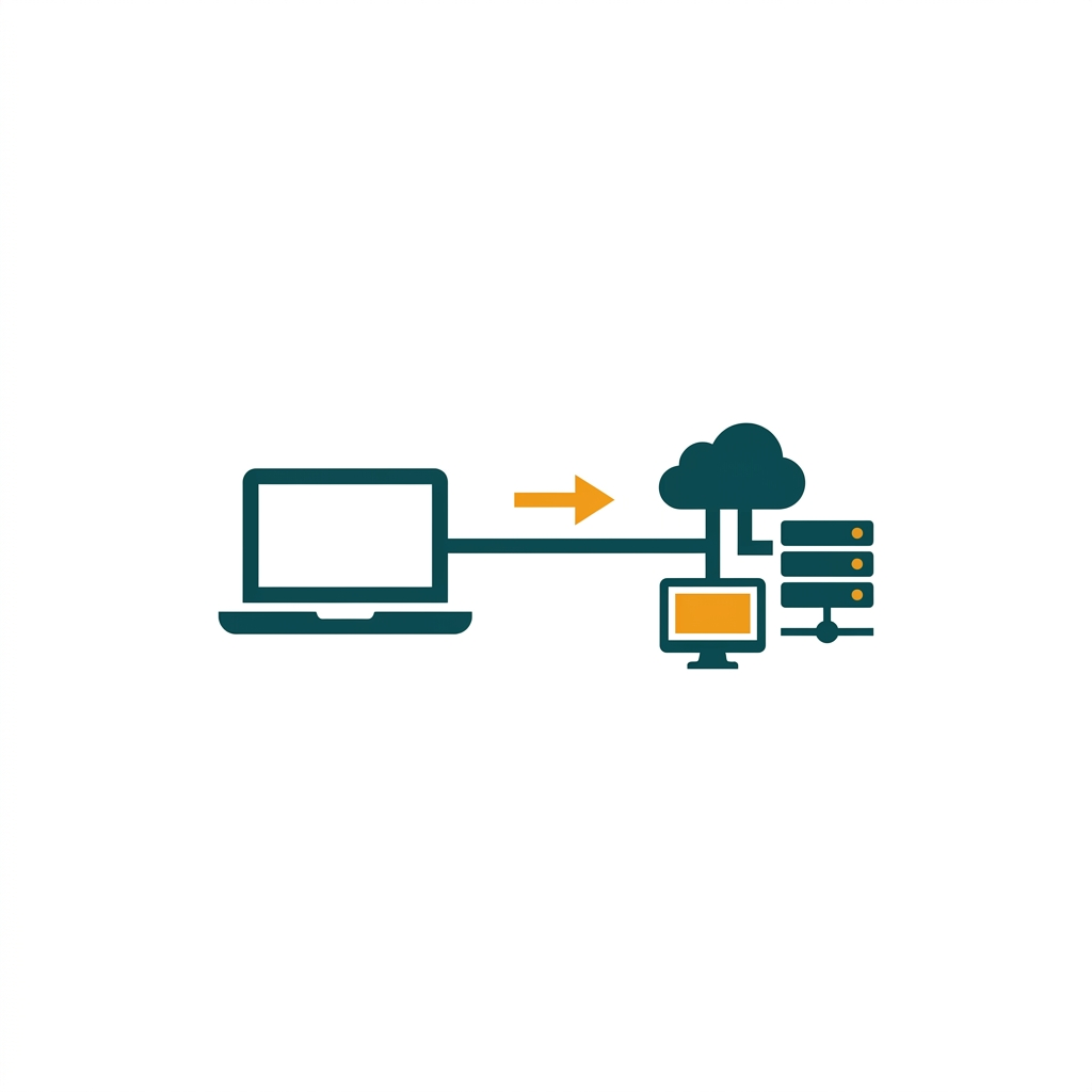 a simplified network diagram showing a remote laptop connecting directly to a corporate network without a VPN client