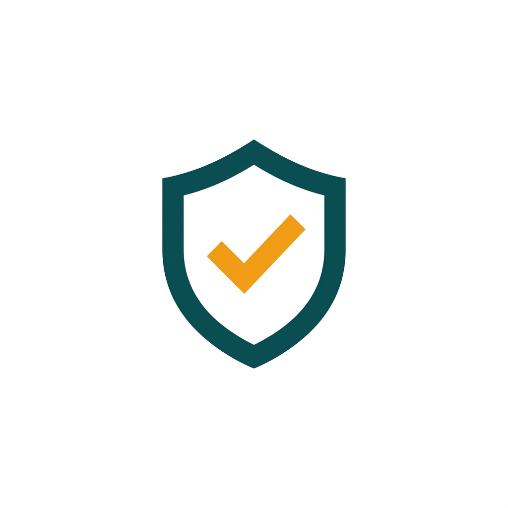 a simple shield icon with a checkmark inside, representing security and protection