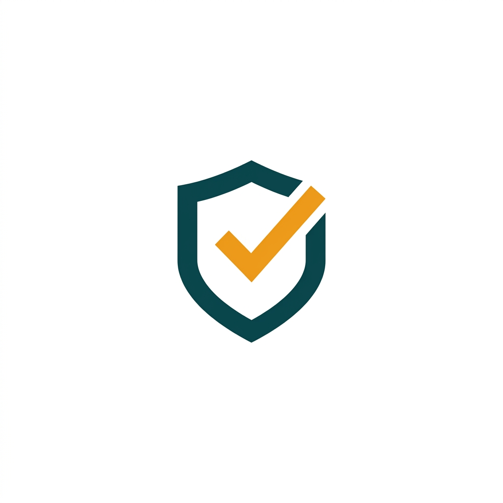 a stylized shield icon with a checkmark, representing digital security