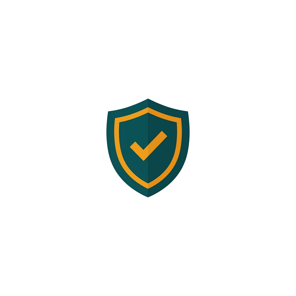 a stylized shield icon with a checkmark inside, representing advanced security