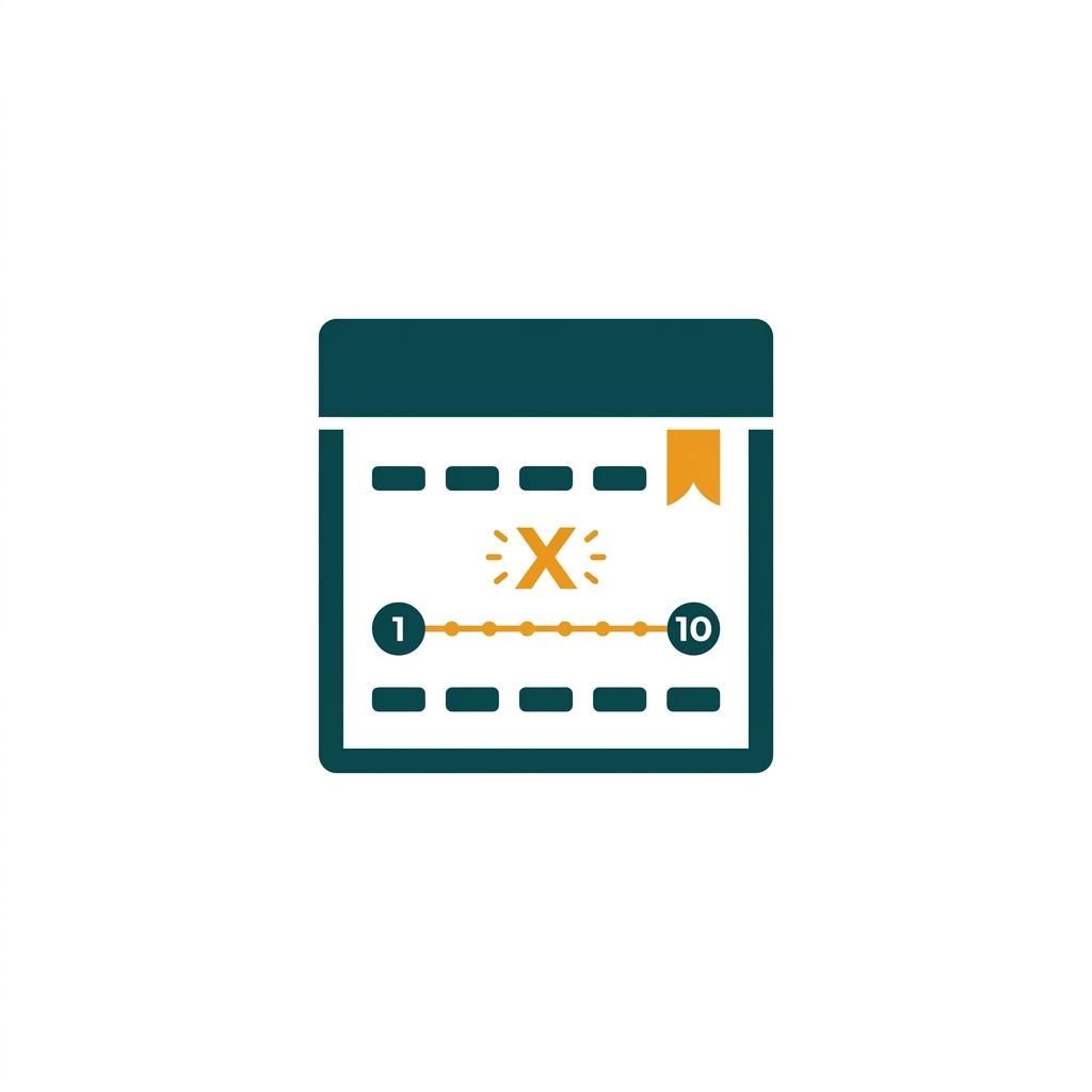 a calendar icon showing a ten-year span, minimalist design