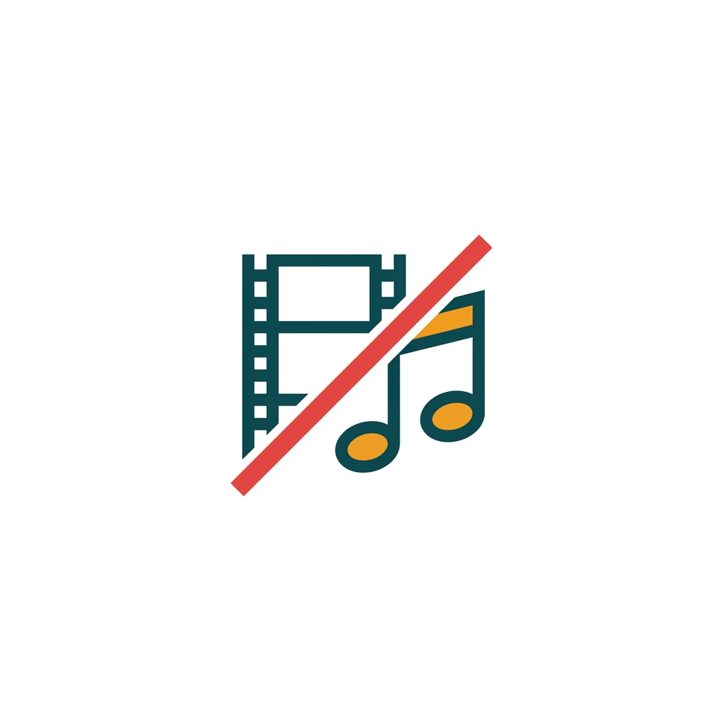 a film strip and a music note icon crossed out with a red line