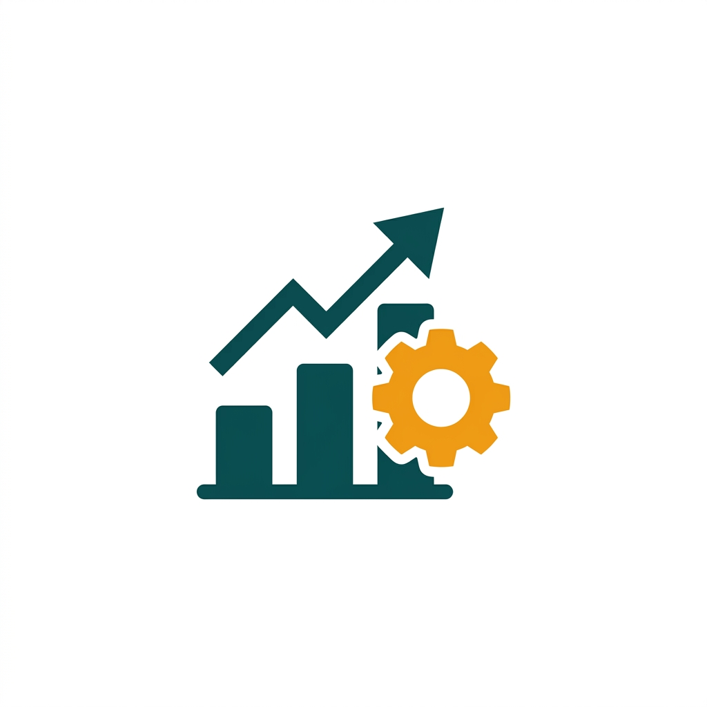 a simple graphic of a rising performance chart with a gear icon