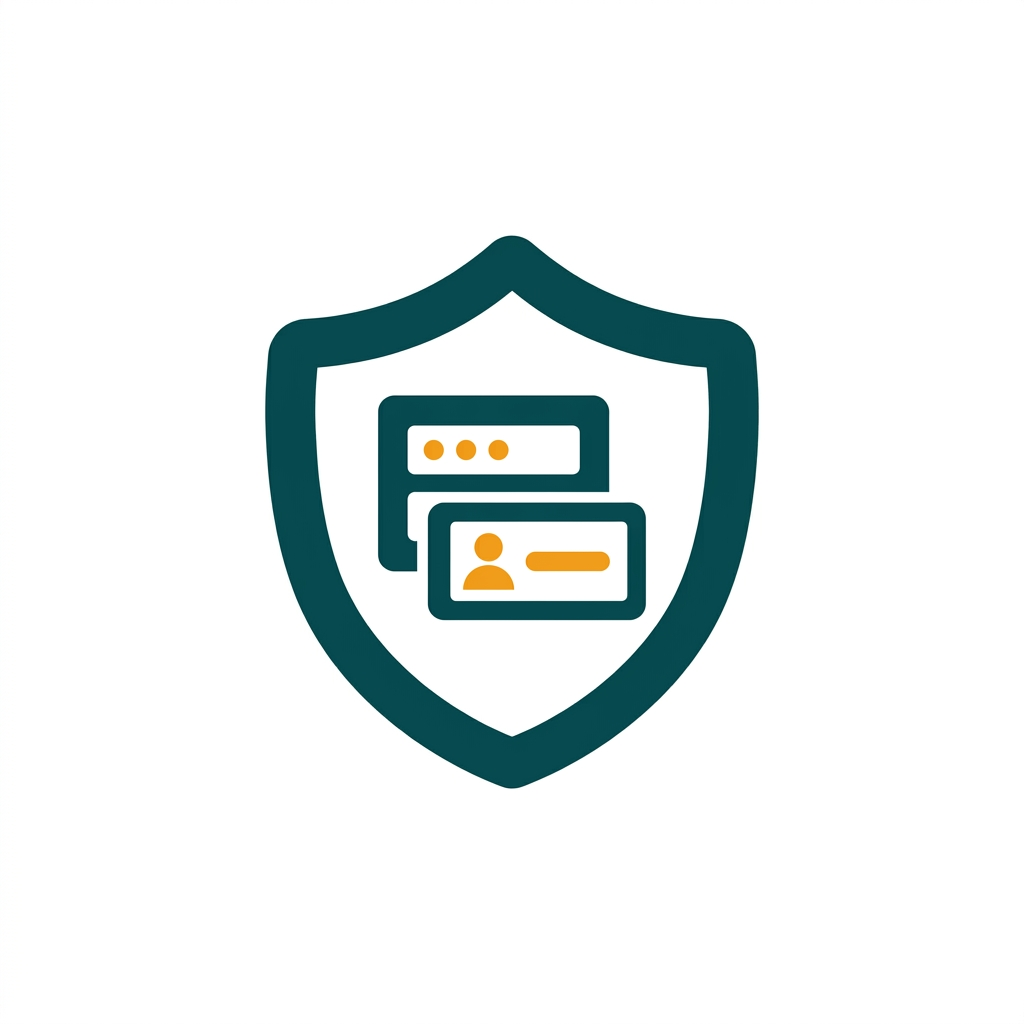 a digital shield icon protecting a user login credential symbol