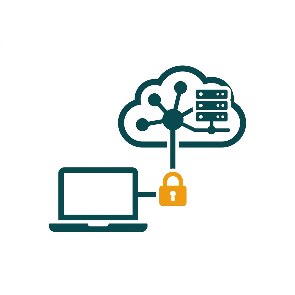 a diagram showing a remote laptop securely connecting to a central corporate network without a VPN