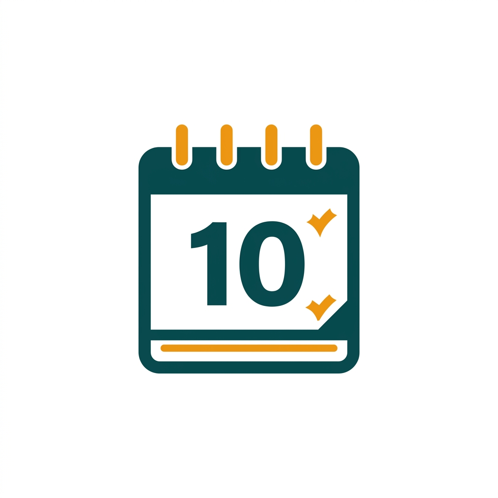 a calendar icon with a large number 10 on it, symbolizing a long support period