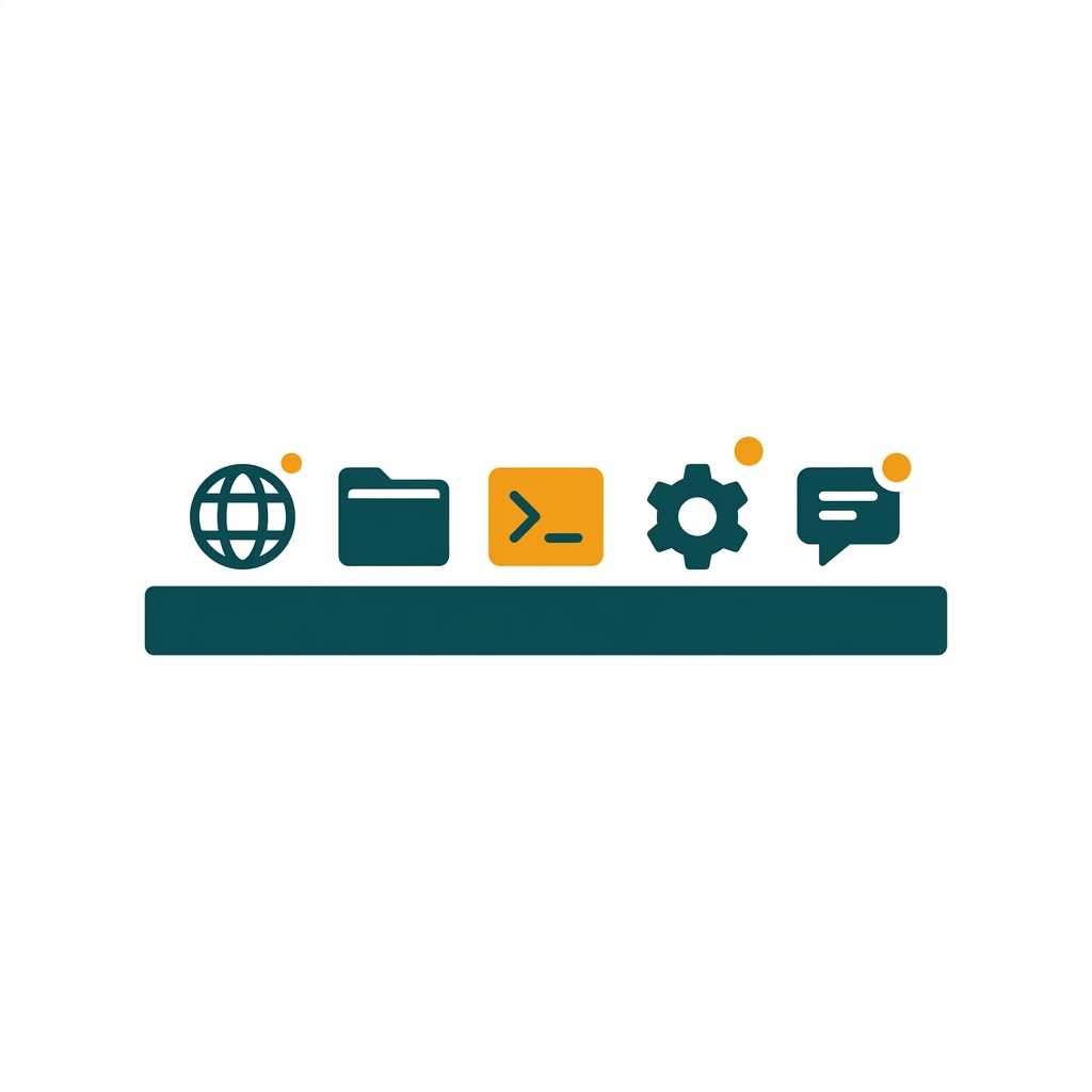 a horizontal bar at the bottom of a screen with several application icons pinned to it