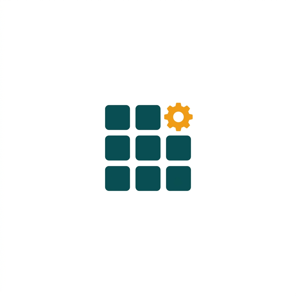 a grid of application tiles with a small gear icon indicating administrative control