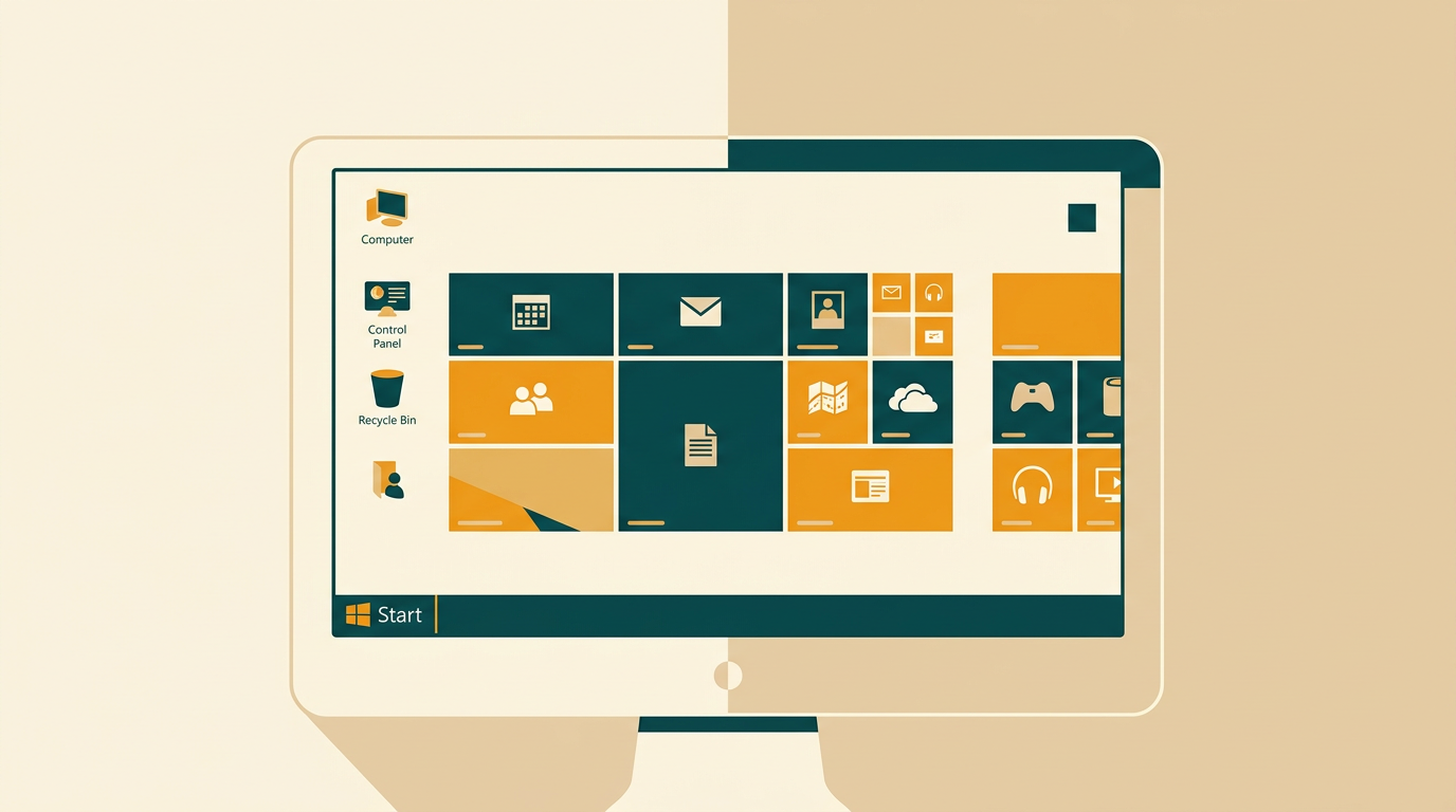 a clean and organized desktop screen of the windows 8.1 pro operating system, showing the start button and a mix of classic desktop icons and modern tiles