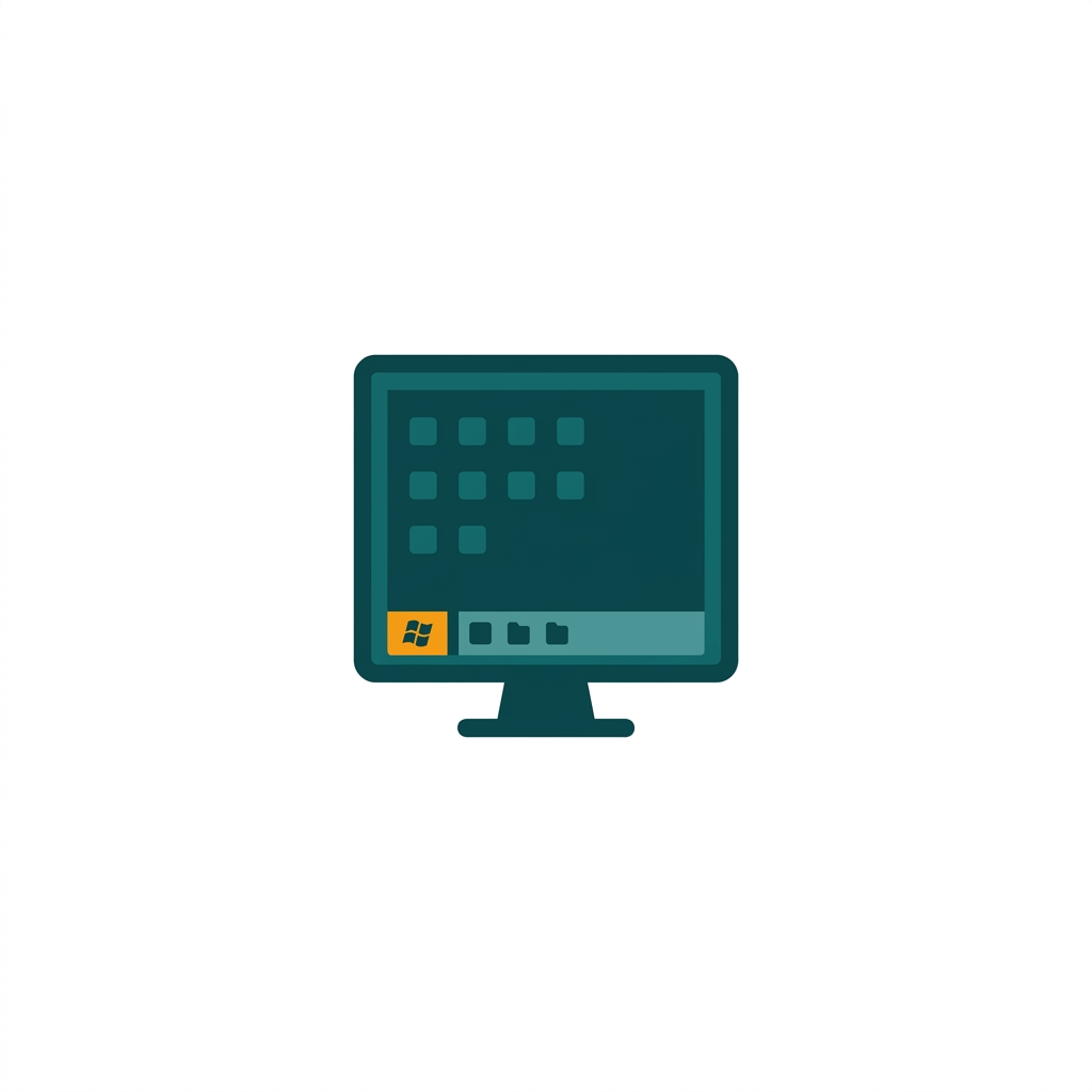 a classic desktop screen with the start button highlighted in the bottom left corner